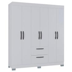 Guarda Roupa Casal Tóquio 6 Portas Branco Brilho - Poquema - Poquema I