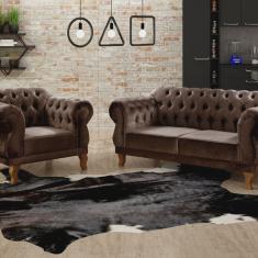 Sofá 2 e 1 Lugares Duquesa Decoração Sala Recepção Retrô