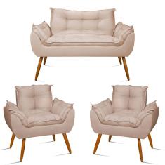 Kit Namoradeira + 2 Poltronas Opala bege