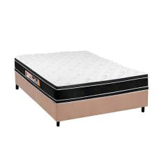 Cama Box Casal: Colchão Espuma D33 Castor Black E White Double Face + Base Crc Suede Clean(138X188)