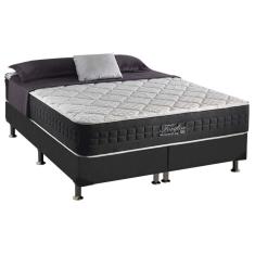 Cama Box Queen: Colchão Molas Ensacadas Anjos Masterpocket Fort Flex + Base Crc Suede Gray(158X198)