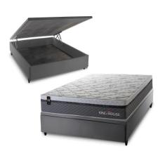 Conjunto Box Baú Benton Cinza 138x188x78 c/ Molas Ensacadas - King Hou