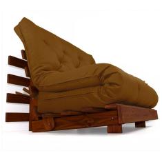 Sofá Cama Casal Futon Tokio Caramelo Madeira Maciça Cor Imbuia