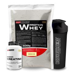 Kit Whey Protein 500g + Power Creatina 100g + Coqueteleira - BodyBuilders-Unissex