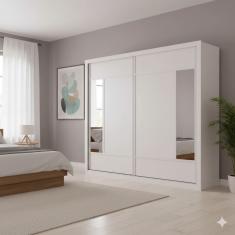 Guarda-Roupa Casal Europa Triunfo Flex 2 Portas de Correr com Espelho 6 Gavetas Internas MDP e MDF - 226cm de Largura