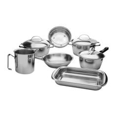 Jogo De Panelas Allegra Aço Inox Fundo Triplo Tampas De Inox 7 Peças -