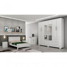 Guarda Roupa Solteiro Encant 6 Portas de Bater 6 Gavetas 100% MDP com Espelho branco Móveis Novo Horizonte