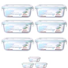 Conjunto 6 Potes 640ml Vidro Hermético 4 Travas Marmita