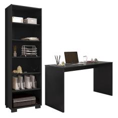 Mesa para Computador Gávea e Livreiro Office Preto Trama - Móveis Leão