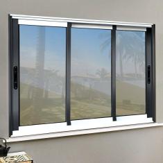 Janela Elite 3 Folhas Moveis Sequenciais 120 X 150 Vidro Reflex Mix Preto