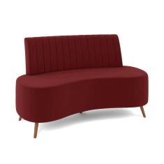 Sofá 2 Lugares Living 135cm Pé Palito Maraú Veludo Vermelho K01 - D`rossi