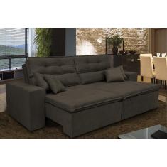 Sofá Cairo 2,92m Retrátil, Reclinável Tecido Suede Café