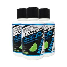 3x l-carnitina 2300 com chromium 480ml sabor limão - NITROMAX