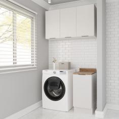 Lavanderia Modulada 2 Peças 1 Armário Aéreo 3 Portas 1 Balcão Ipanema Cabecasa Madeiramadeira Branco