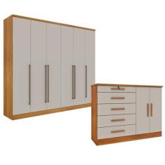 Guarda-roupa 6 Portas Portugal e Comoda 5 Gavetas Istambul Espresso Mó