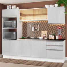 Armário de Cozinha Completa Madesa 100% mdf Acordes Balcão (Sem Tampo e Pia) Portas Branco Brilho