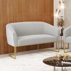 Sofá 2 Lugares Namoradeira Industrial Dourado Stella Bouclê D03 - D`rossi Cinza
