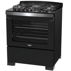 Fogão 5 Bocas Preto Com Tripla Chama Dako Diplomata Mesa De Vidro, Biv