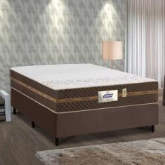Cama Box Casal Colchão Molas Flora Marrom 138x188x60cm - GAZIN COLCHÕE