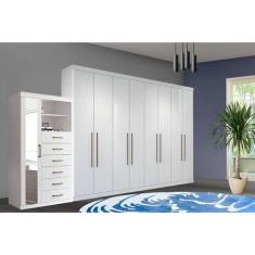 Guarda Roupa 2 Peças (1GuardaRoupa+1Cômoda) QC137 Branco - Santos Andi