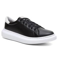 Tenis Masculino Centuria Sola Alta Couro Preto/branco-Masculino