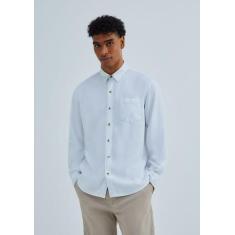 Camisa Básica Masculina Manga Longa Slim Em Linho - Hering, P, Branco