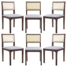 Kit 6 Cadeiras Decorativa Sala De Jantar Nivea Amêndoa G55 - Gran Belo