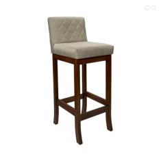 Banqueta Média para Bancada Tóquio Madeira Maciça Matelassê Suede Bege CCS