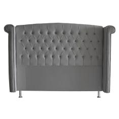 Cabeceira De Cama Box Luxo Queen 160 Cm Suede Prata Eli Móveis