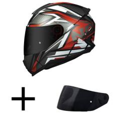 Capacete Norisk Razor Sharp Preto Cinza e Vermelho Mais Viseira Fumê, 