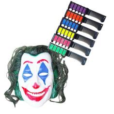 Máscara Plástica Coringa com Cabelo + Giz Tintura Temporária 6 Cores S