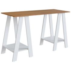 Escrivaninha Mesa Escritorio Cavalete 2 Prateleiras Mell Branco B61 Novam Mell Branco