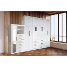 Guarda Roupa 2 Peças (1GuardaRoupa+1Cômoda) QC138 Branco - Santos Andi