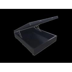 Cama Box Baú Casal 138 Tecido Sintético Preto com Colchão Lisboa Bello