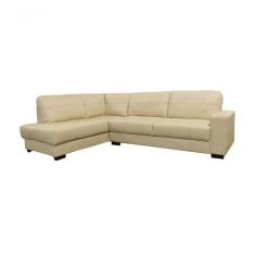 Sofá De Couro Canto Marrocos 3 Lugares Com Chaise Esquerda Manteiga Pigmentado - Mempra Design