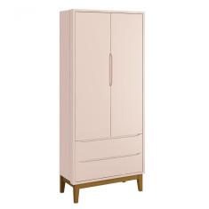 Guarda-roupa Retrô 2 Portas Classic New Rosa Fosco Com Madeira - Moveisaqui