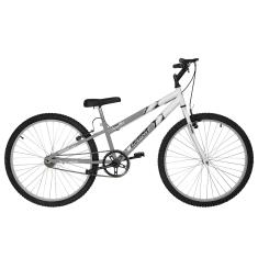 Bicicleta de Passeio Ultra Bikes Esporte Bicolor Rebaixada Aro 26 Reforçada Freio V-Brake Sem Marcha Cinza Fosco/Branco