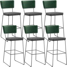 Kit 06 Banqueta Alta Allana L02 Verde Musgo Cinza Escuro