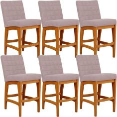 Kit 06 Banquetas Baixa Cozinha Bancada Fixa Mila L02 Rosê