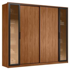 Guarda Roupa Casal Laredo Nogueira Touch Flex Com Vidro Reflecta Demóbile - Demartêz