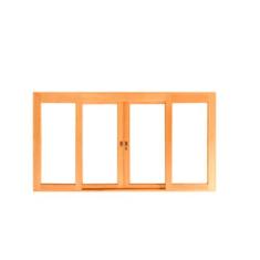 Janela de Correr Panorâmica 110cm Reta 4 Folhas em Madeira Maciça Cedr