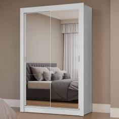 Guarda-roupa Solteiro 2 Portas de Correr com Espelhos Branco Milano Madesa