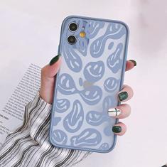 Capas de telefone de rosto sorridente engraçado para iphone 11 12 13 pro max 6s 7 8 plus se2020 x xs max xr capa traseira dura fosca, cinza azul smiley 4, para iphone 13 mini