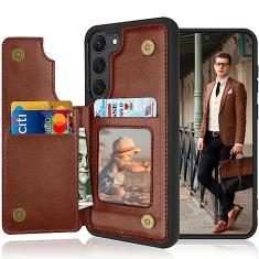 Tekcoo Capa carteira para Galaxy S23 Plus, capa protetora fina de couro PU minimalista com compartimento para cartão de crédito e dinheiro com fecho magnético com suporte para Samsung S23+ Plus 5G