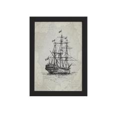 Quadro Vintage Náutico Caravela Moldura Preta 22x32cm - Quartinhos
