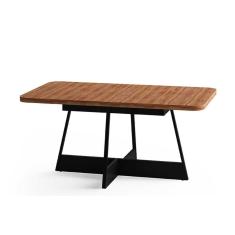 Mesa de Sala Jantar Átria Retangular 1592 Aço c/ Tampo Madeirado 160x90cm Preto/Nogal - Carraro