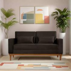 Sofá Living Valência 1,58 Mts C/base Madeira Decor Veludo - MARROM - E