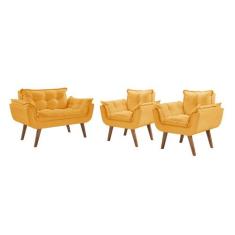 Conjunto Poltronas Decorativas Opalla 1 Namoradeira e 2 Poltronas de 1