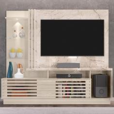 Estante Home Madetec Cross com 200 cm de Largura, 2 Portas e Nicho, Ideal para TV de até 60”