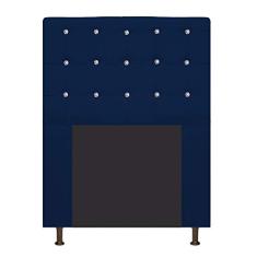 Cabeceira Estofada Dama 90 cm Solteiro Com Strass Suede Azul Marinho - ADJ Decor